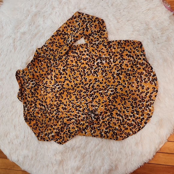 Minkpink orange and pink semi sheer cheetah print button down blouse - Picture 9 of 10